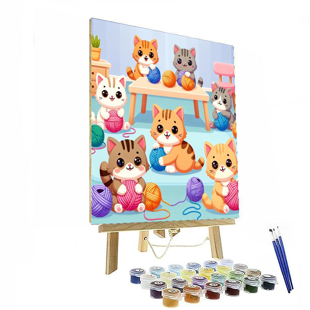 Happy Cuddly Kittens Number Painting