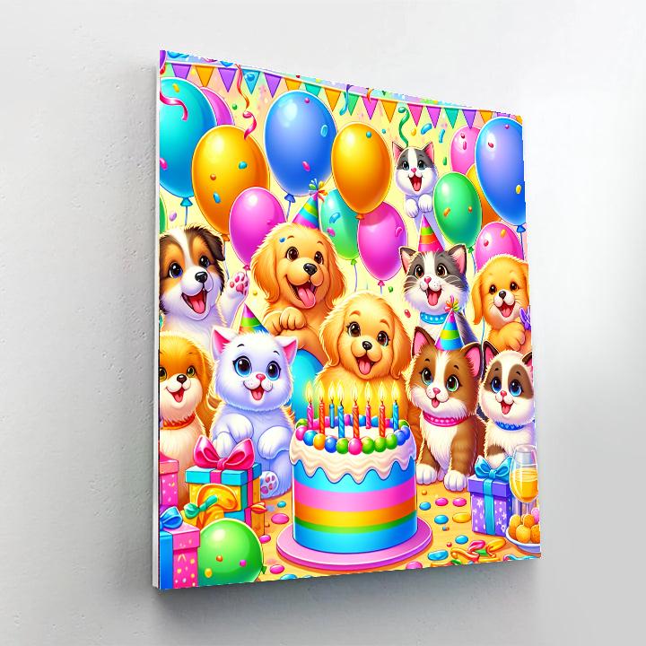 Cute Animal Friends' Birthday Painting Number Kit