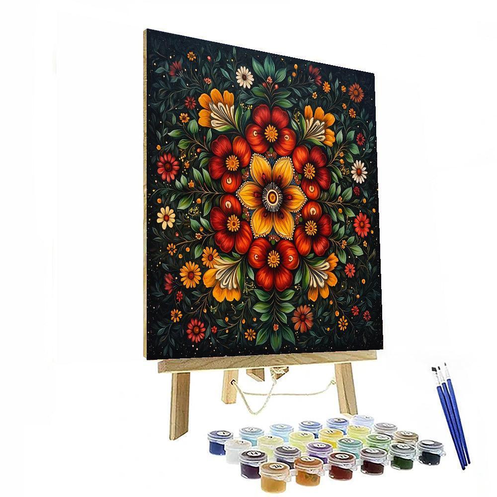 Frida Kahlo Inspired Floral Mandala Of Identity  Paint By Numbers Art
