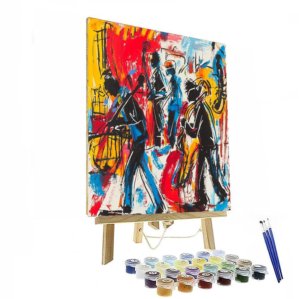 Basquiat Inspired Dynamic Jazz Scene  Paint By Numbers