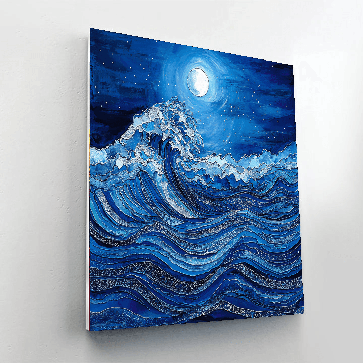 Katsushika Hokusai Inspired Lunar Tidal Dance  Numbered Painting Kits