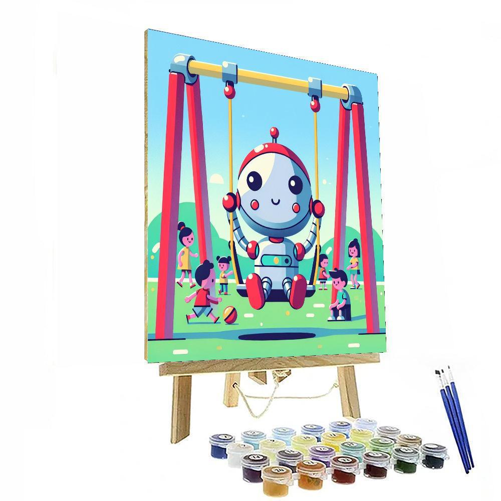 Robot Playground Fun Paint By Numbers Art
