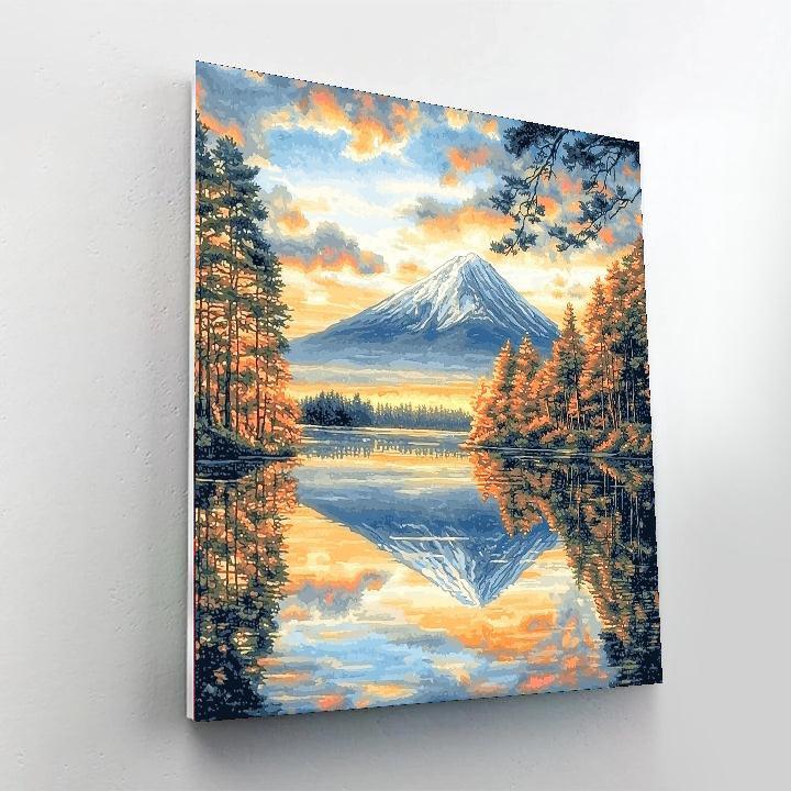 Katsushika Hokusai Inspired Hokusai's Mountain Reflection  Numbered Painting Kits