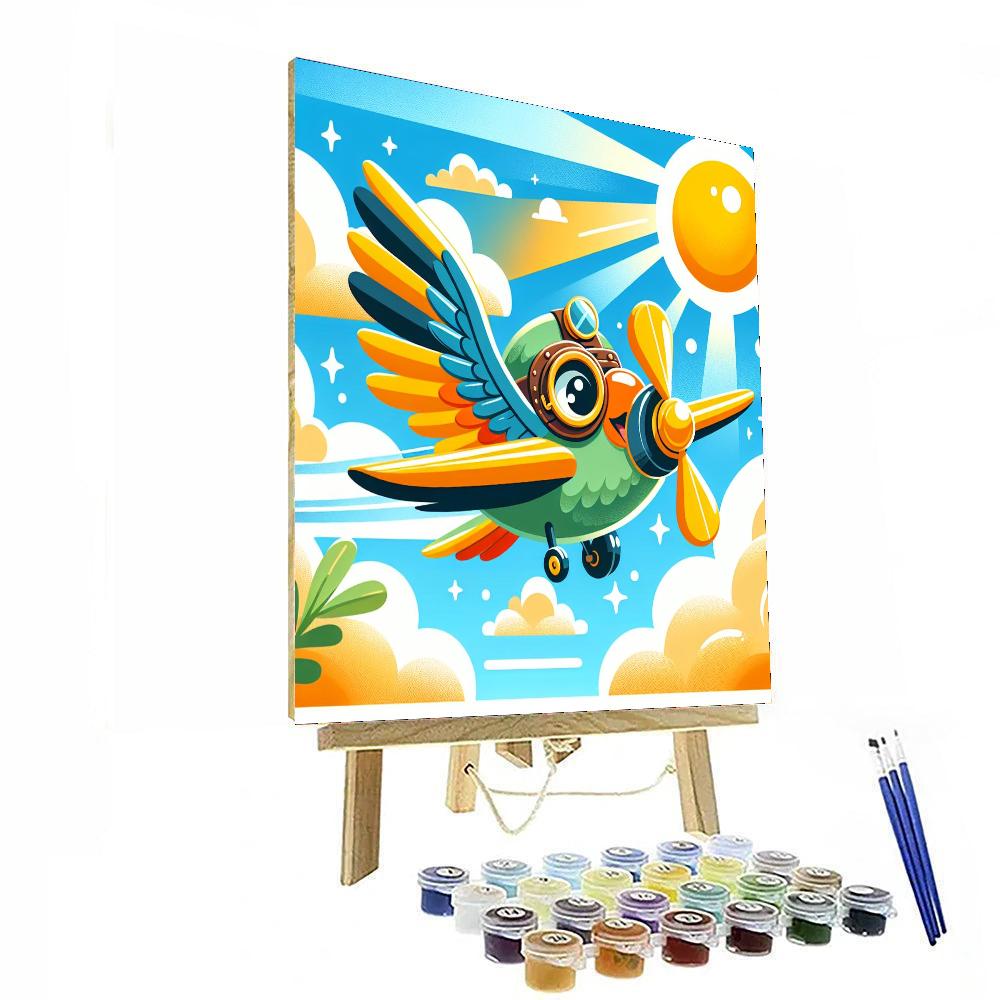 High-flying Aviator Parrot Number Painting