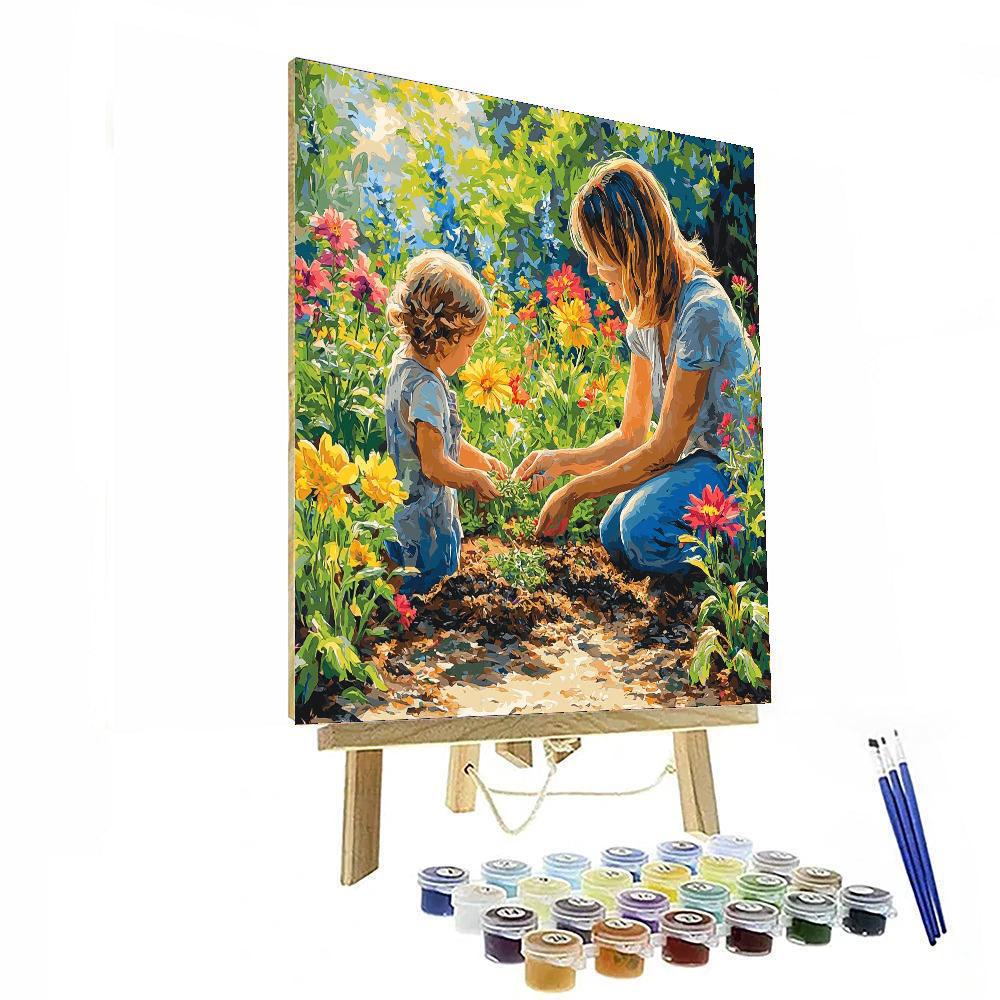 Mommy And Me In A Garden Number Painting