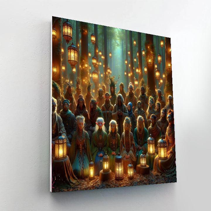 Forest Elf Gathering Paint By Numbers Art