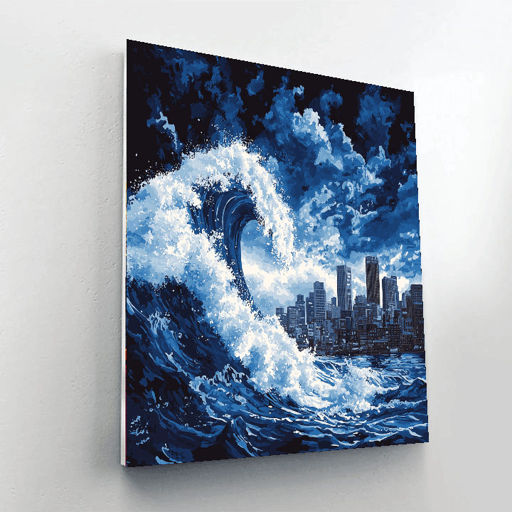 Katsushika Hokusai Inspired The Great Wave Skyline  Paint By Numbers Kits
