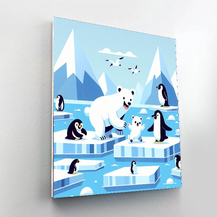 Playful Polar Playground Painting Number Kit