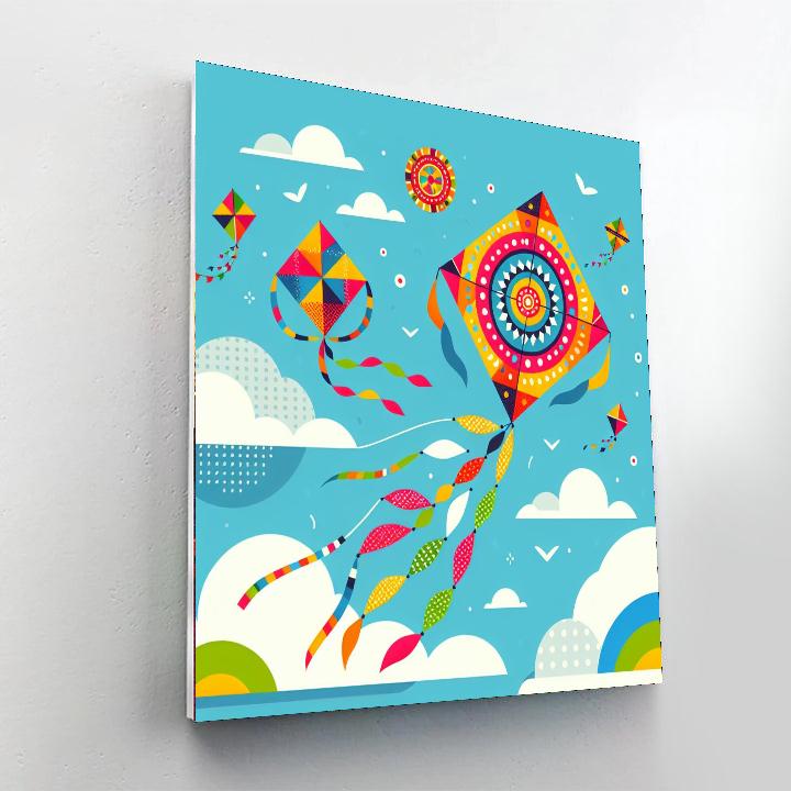 Kite Flying Fiesta Paint By Numbers Art