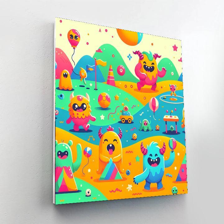 Silly Monsters Playing Together Painting By Numbers Kit