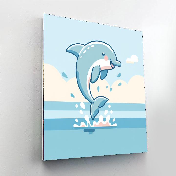 Curious Dolphin Splash Paint By Numbers Art