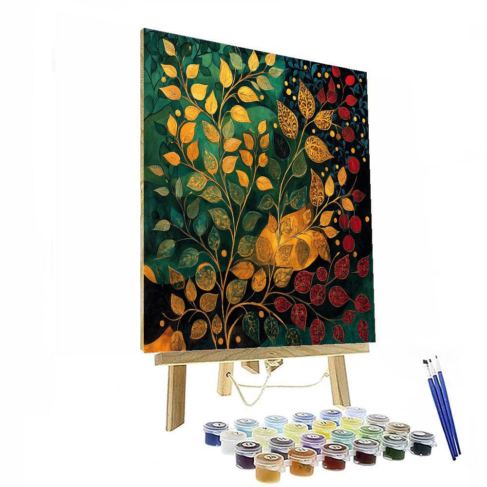 Gustav Klimt Inspired Botanical Melody  Paint By Number