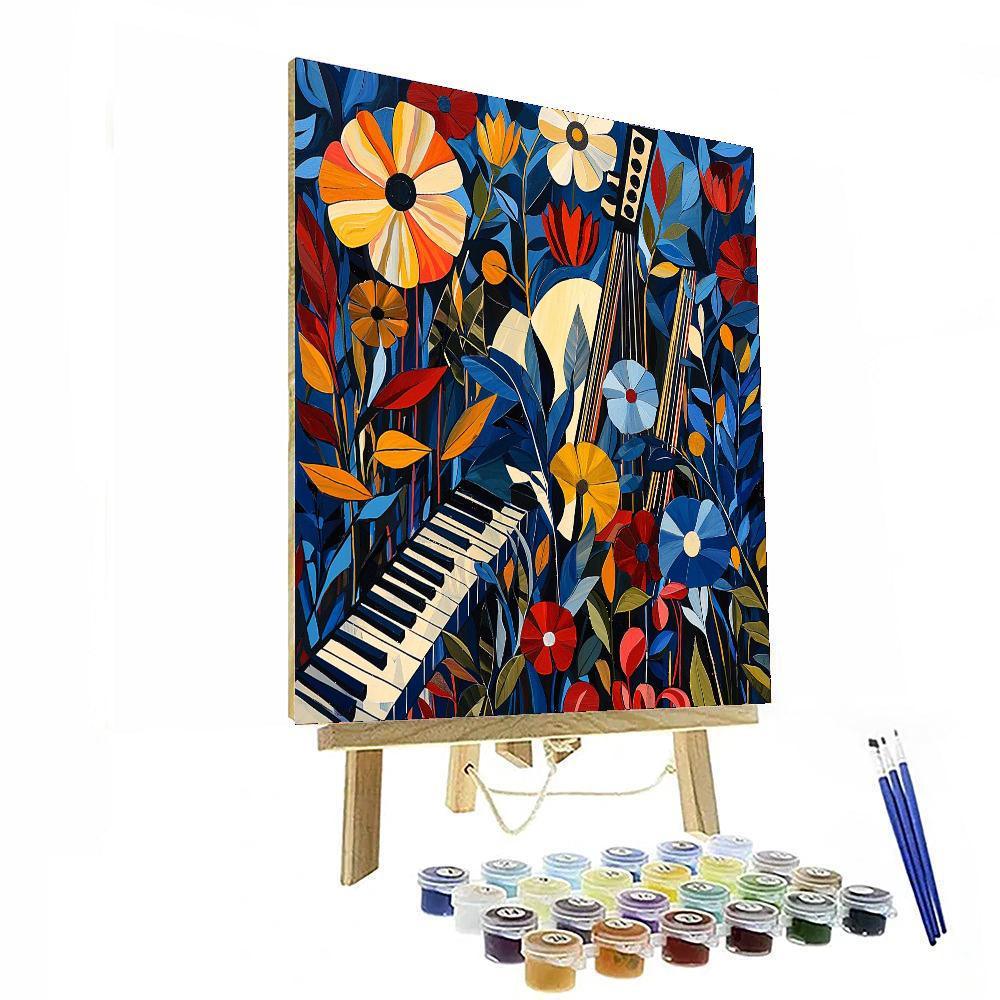 Romare Bearden Inspired Floral Jazz Harmony  Painting By Numbers Kit