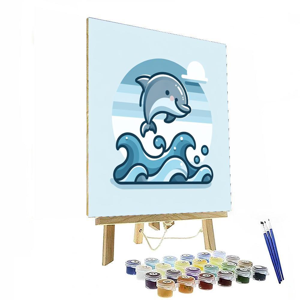 Playful Dolphin's Dance Paint By Color