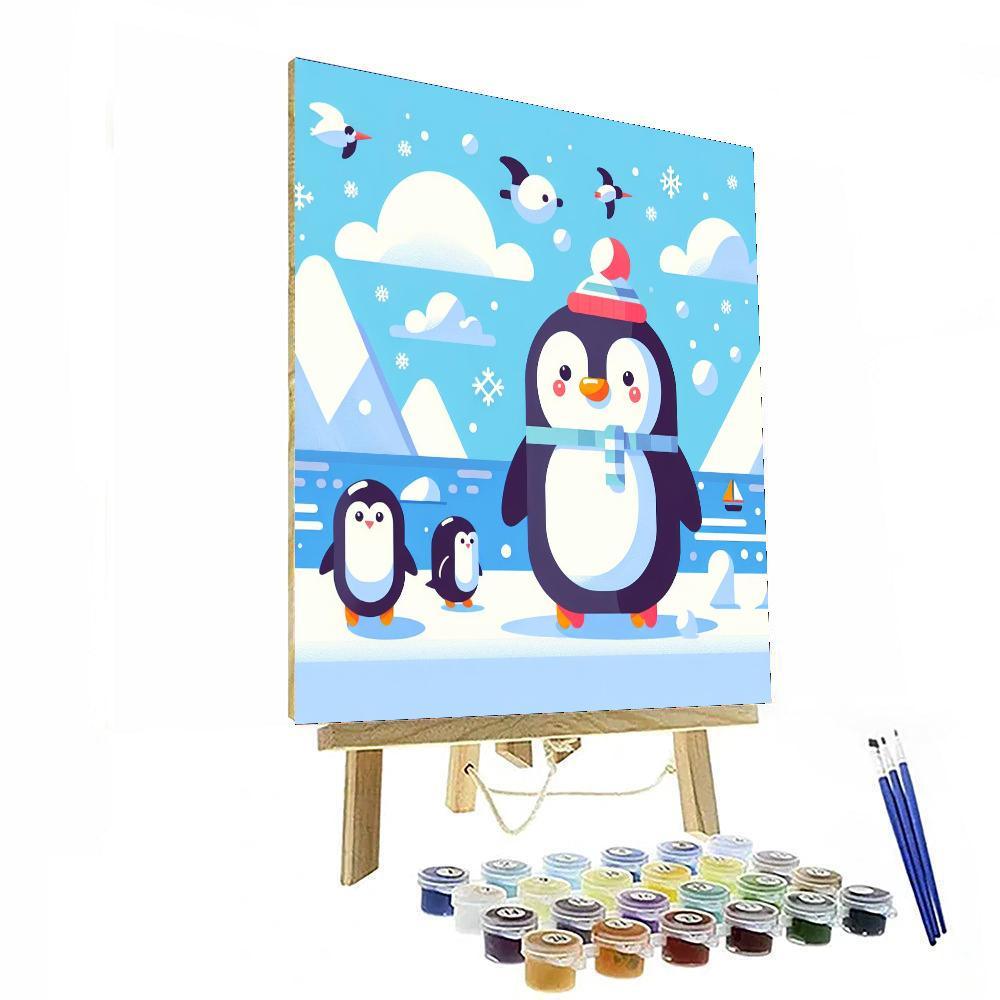Penguin's Arctic Adventure Paint By Numbers Art