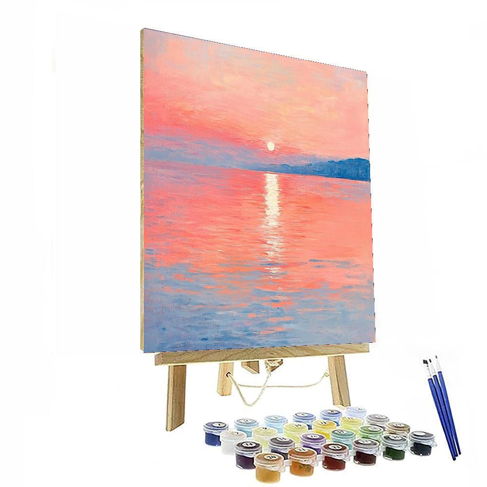 Claude Monet Inspired Ethereal Sunset Over Water  Number Painting