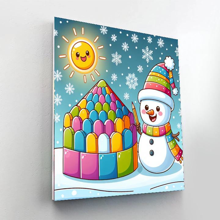 Happy Snowman Fun Paint By Numbers Art