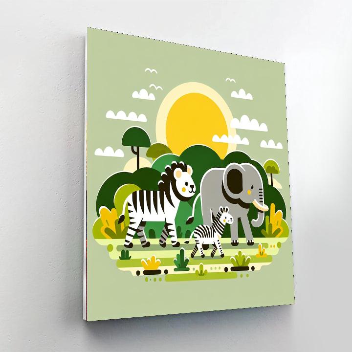 Safari Animals Parade Number Painting