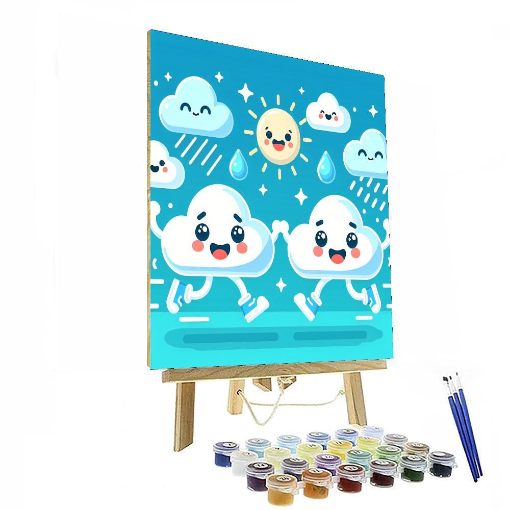Silly Cloud Characters Paint By Numbers Art