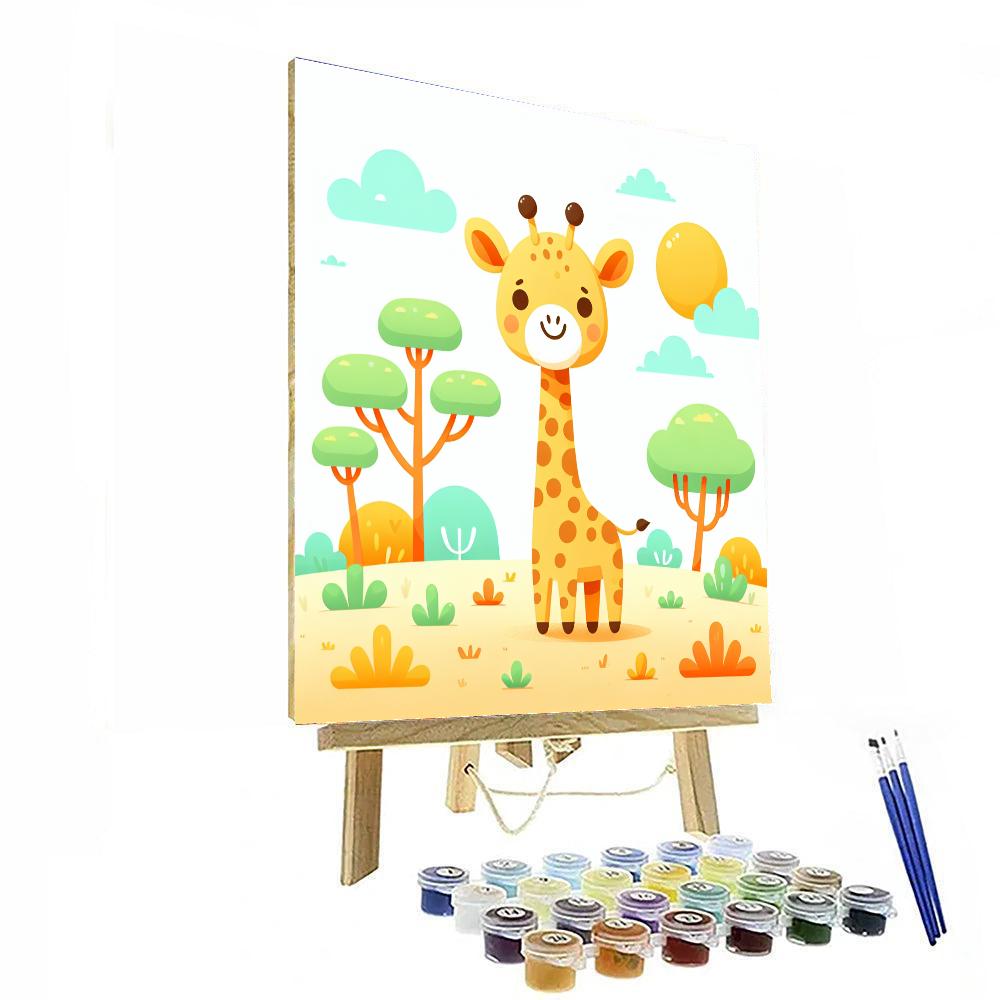 Joyful Giraffe's Savannah Journey Paint By Numbers Art