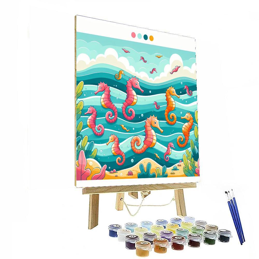 Shimmering Seahorse Swim Paint By Color
