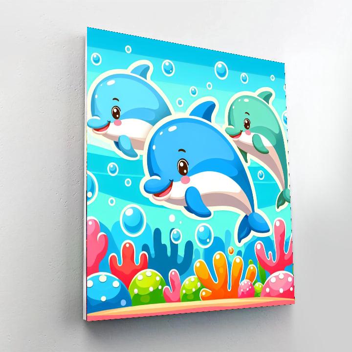 Underwater Dolphin Race Numbered Painting Kits