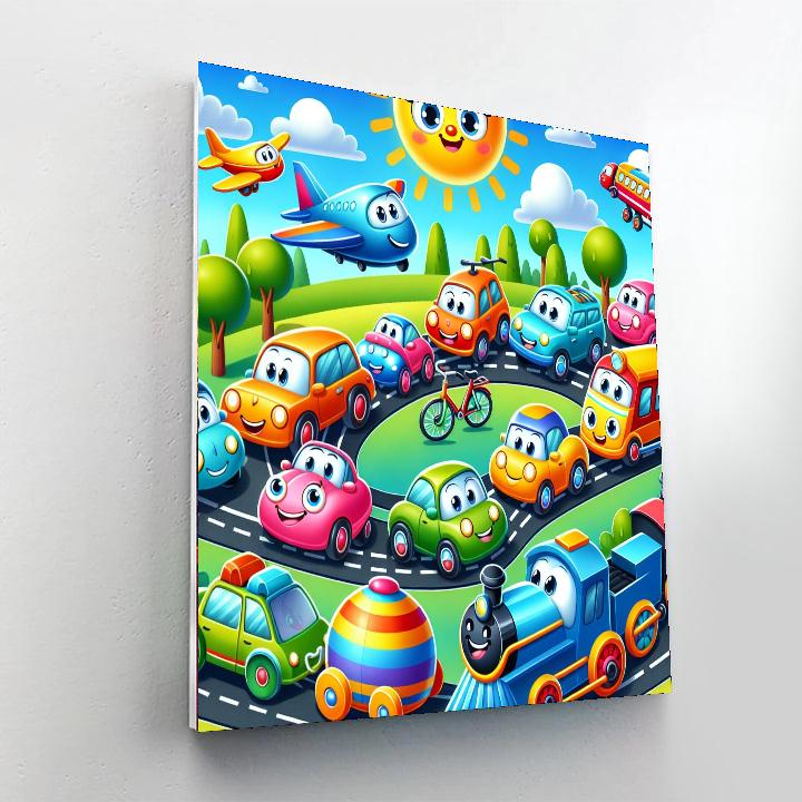 Colorful Transportation Adventure Paint By Numbers