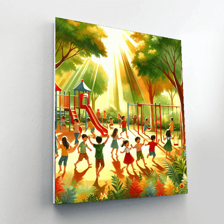 Joyous Children At Play Painting By Numbers Kit