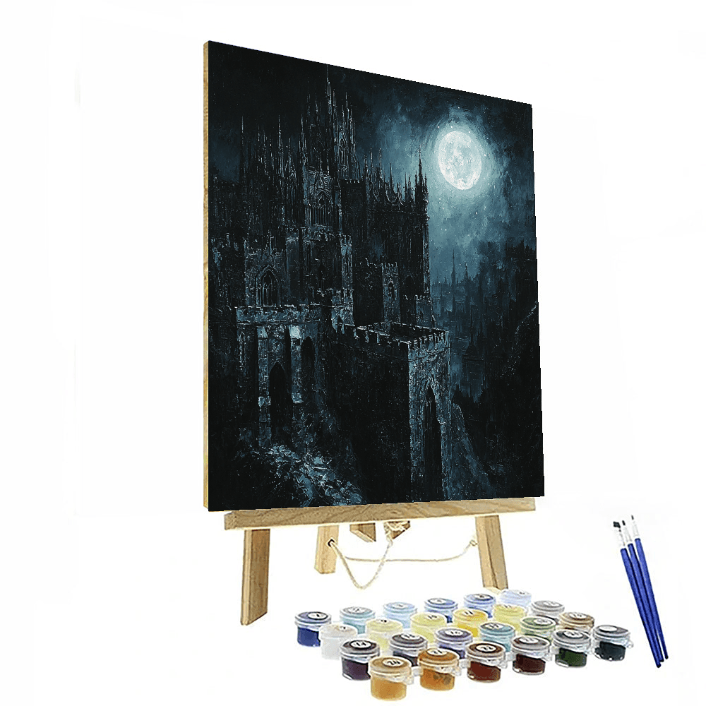 Rembrandt Inspired Gothic Moonlit Castle - DIY Painting By Numbers Kit