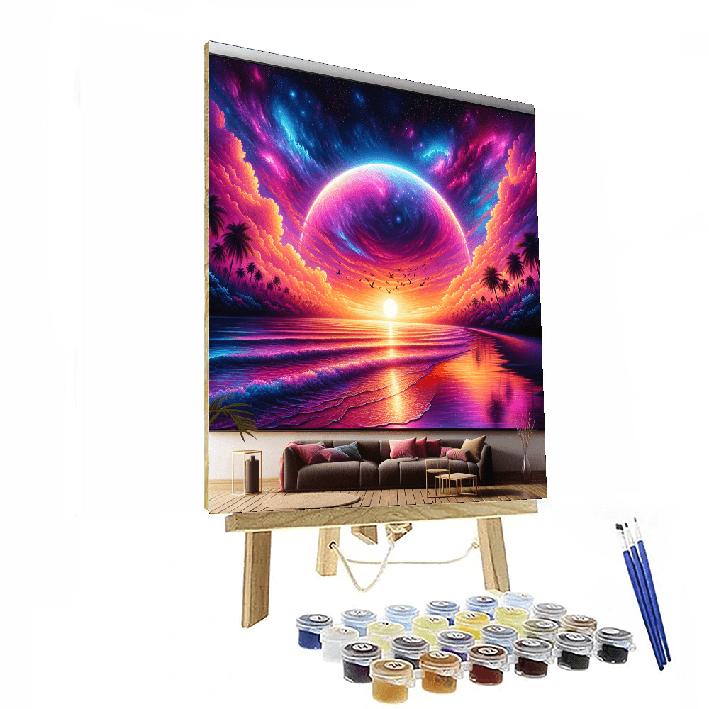 Radiant Sunset Over Ocean - DIY Painting By Numbers Kit