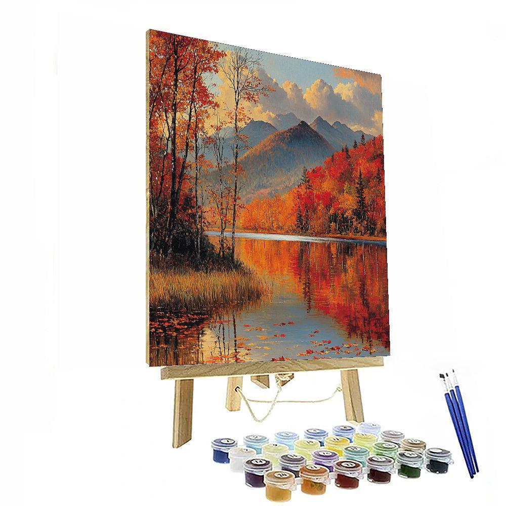 Frederic Edwin Church Inspired Colorful Autumn Reflection  Painting By Numbers Kit