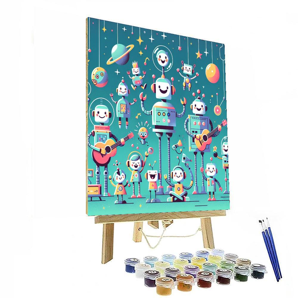 Friendly Robot Family Paint By Color