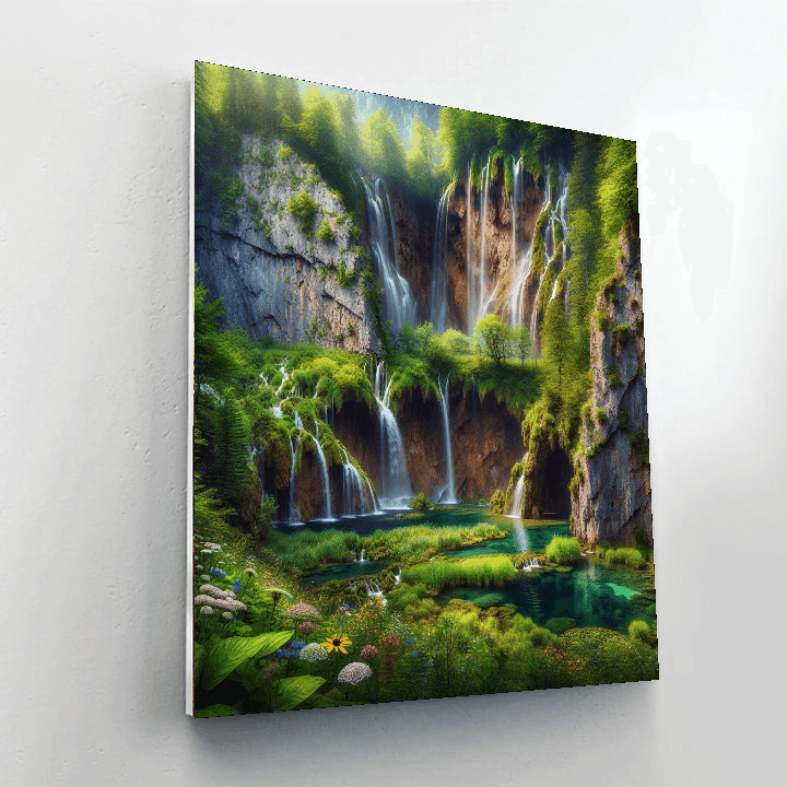 Cascading Waterfalls Serenity Painting Number Kit