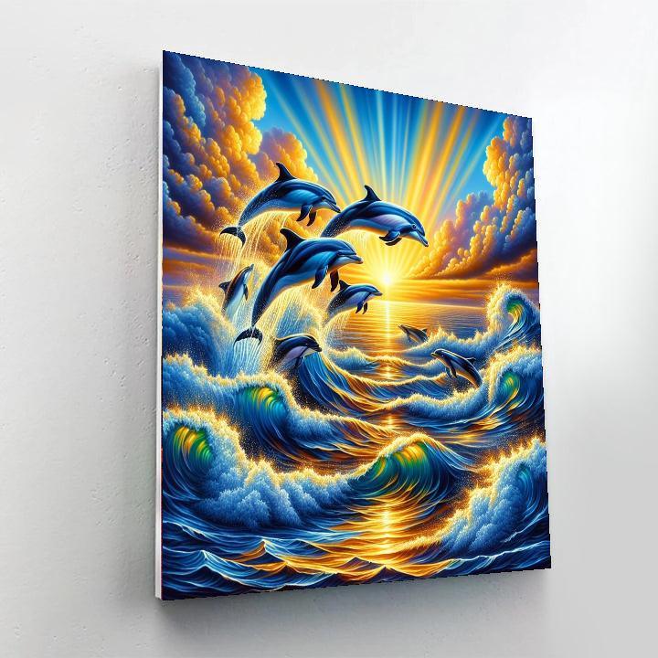 Playful Dolphin Horizon Paint By Numbers Art