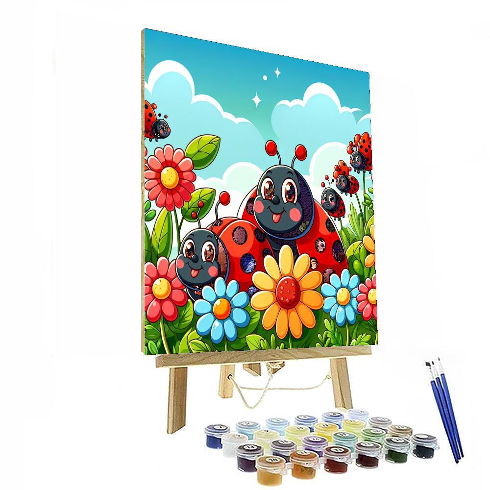 Happy Ladybug Parade Paint By Numbers Art