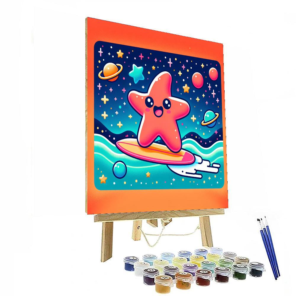 Space Surfer Starfish Number Painting