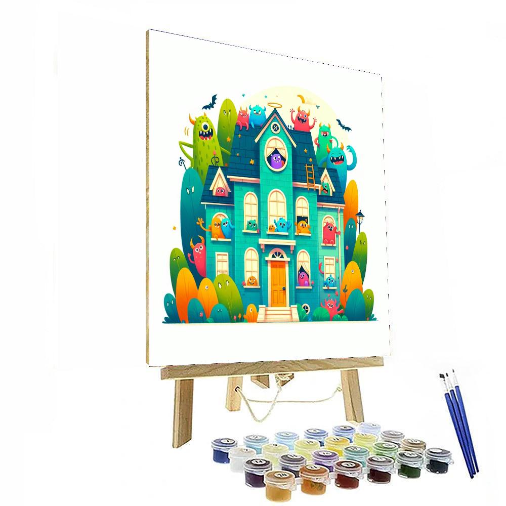 Spooky Monster Mansion Paint By Numbers Art