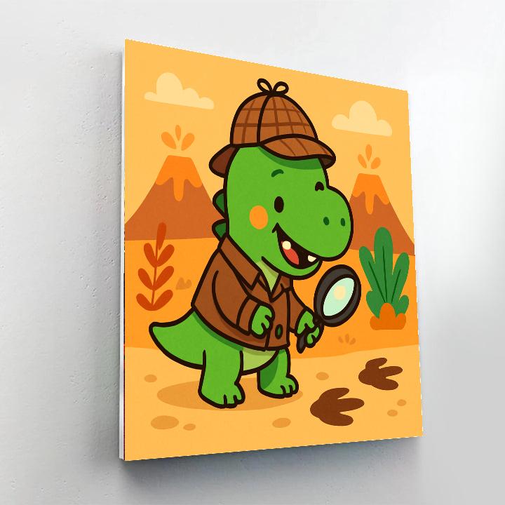 Daring Dinosaur Detective Paint By Numbers Art