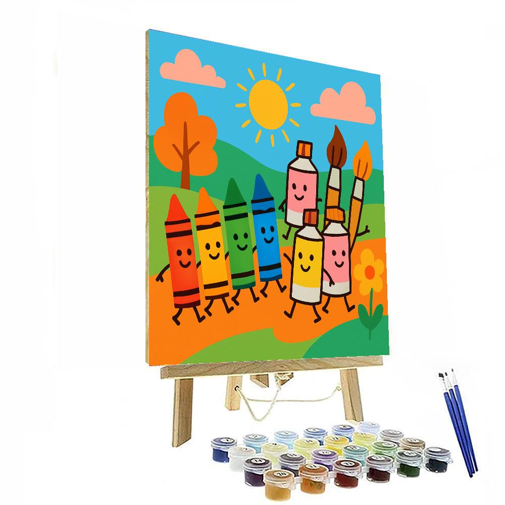 Colorful Art Supply Parade DIY Paint By Numbers