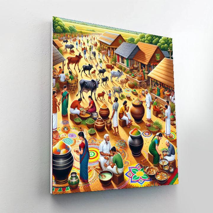 Pongal Festival - Tamil Nadu, India Painting Number Kit