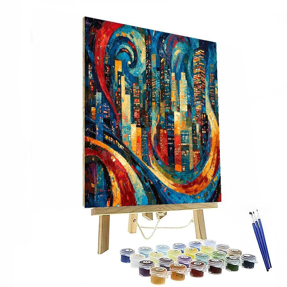 Jackson Pollock Inspired Reflective Urban Symphony  Paint By Numbers Kits