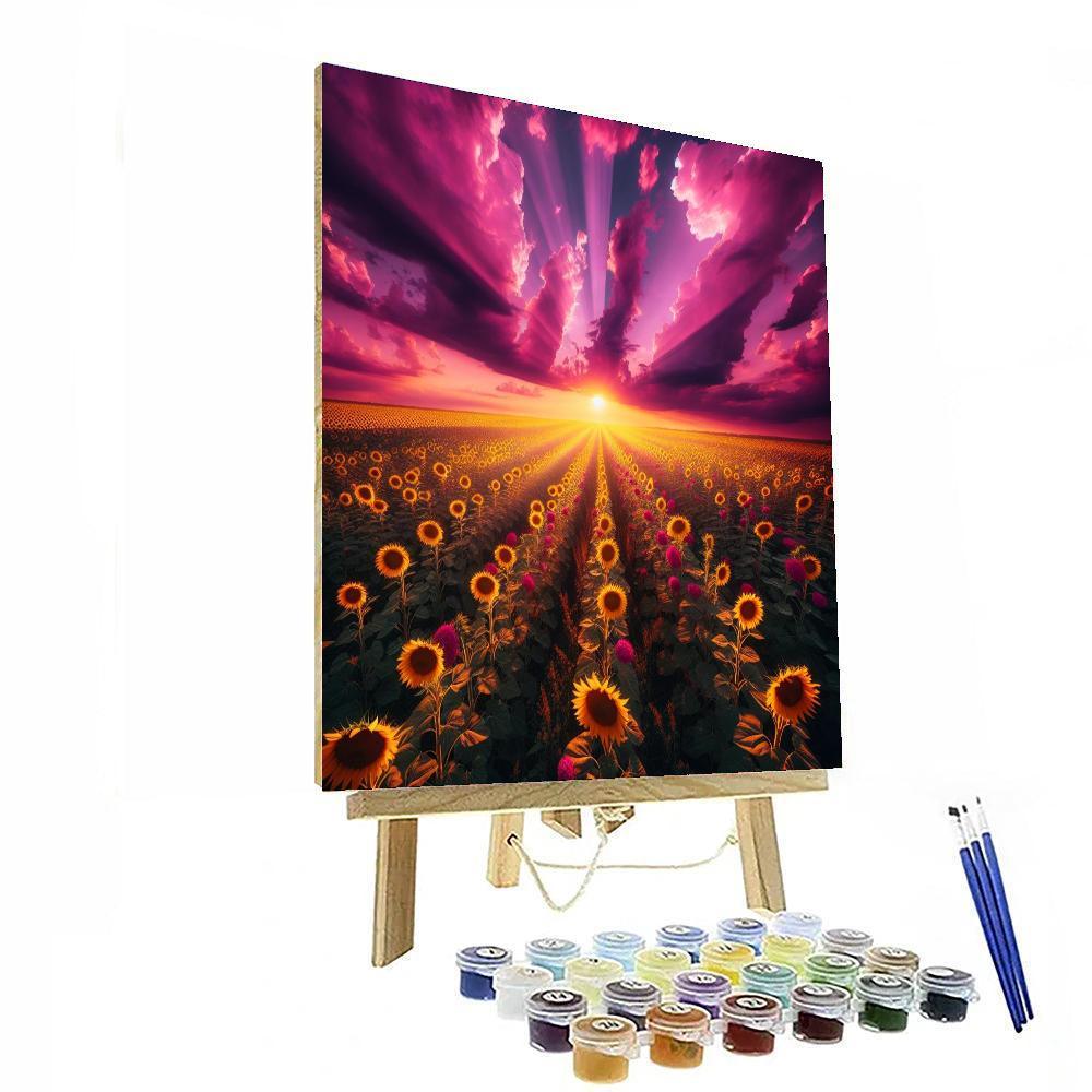 Magenta Sunflower Fields Painting By Numbers Kit