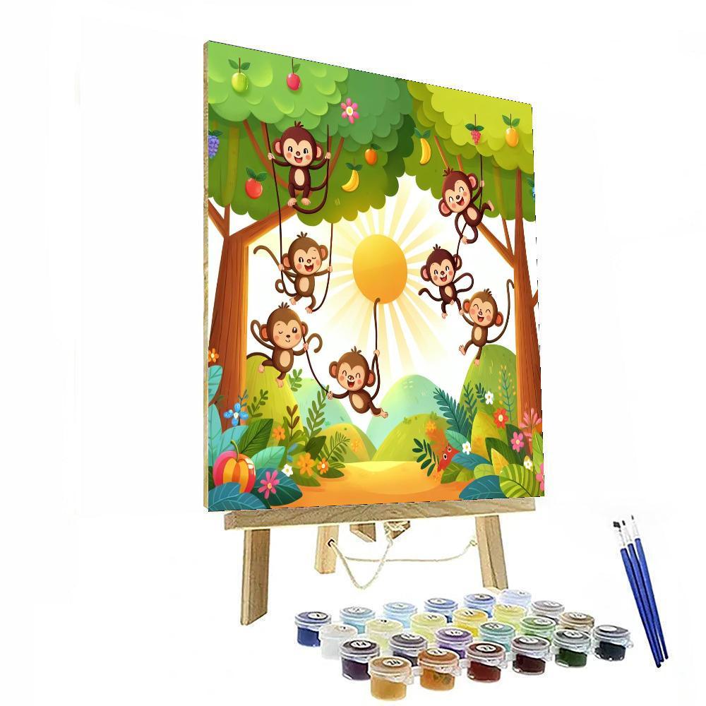 Jungle Journey With Jolly Monkeys Paint By Numbers Kits