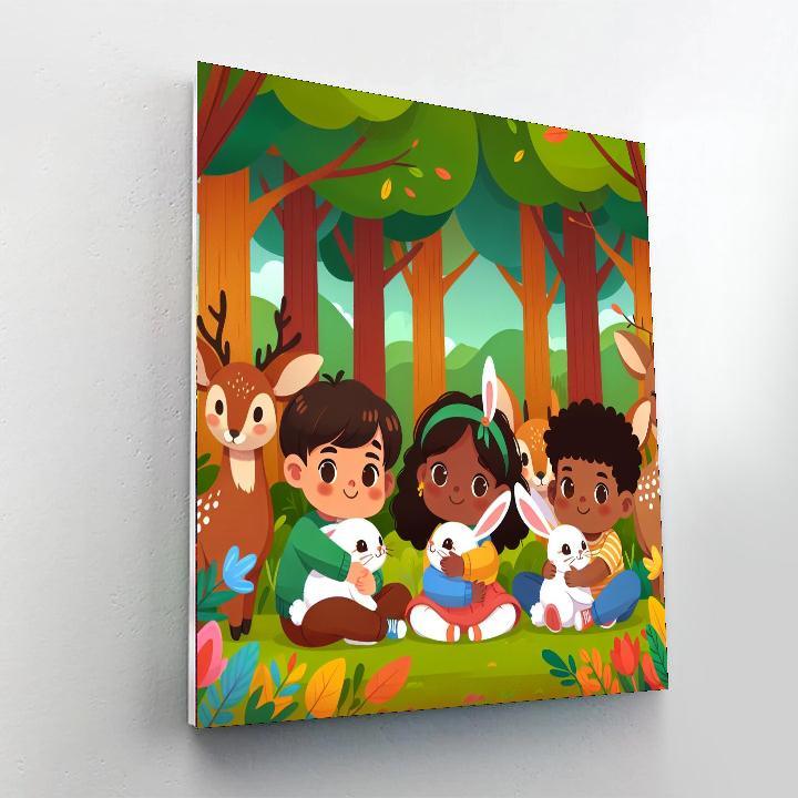 Cuddle Time With Forest Animals Painting Number Kit