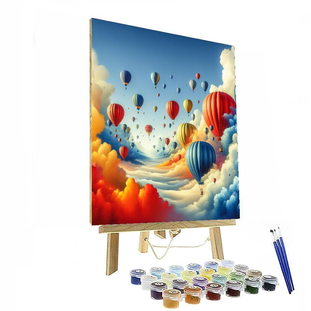 Fanciful Hot Air Balloon Journey Painting Number Kit