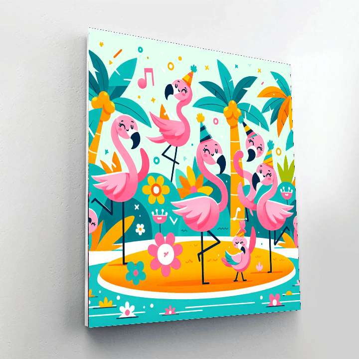 Funny Flamingo Fiesta Paint By Numbers Kits