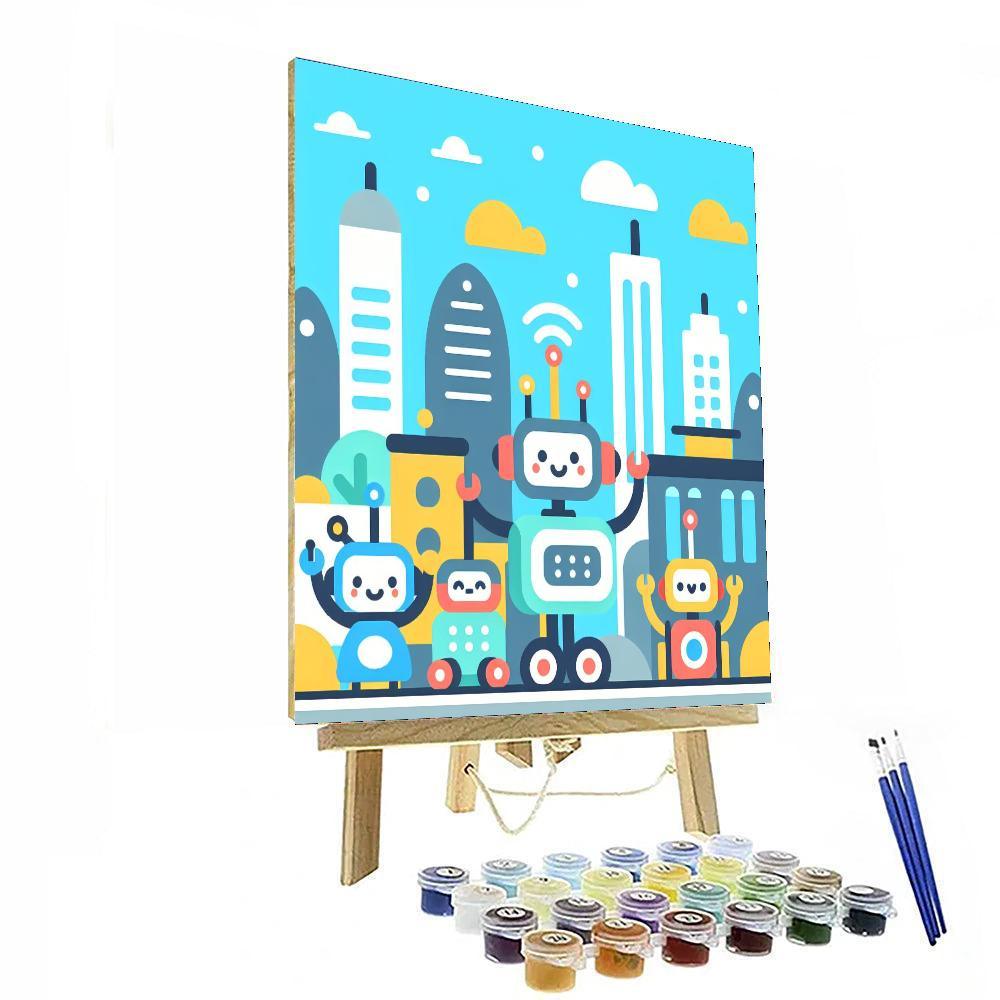 Friendly Robot City Numbered Painting Kits