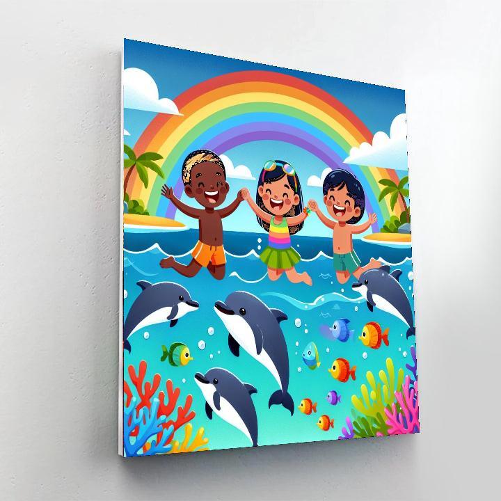 Rainbow Dolphin Bay Painting By Numbers Kit