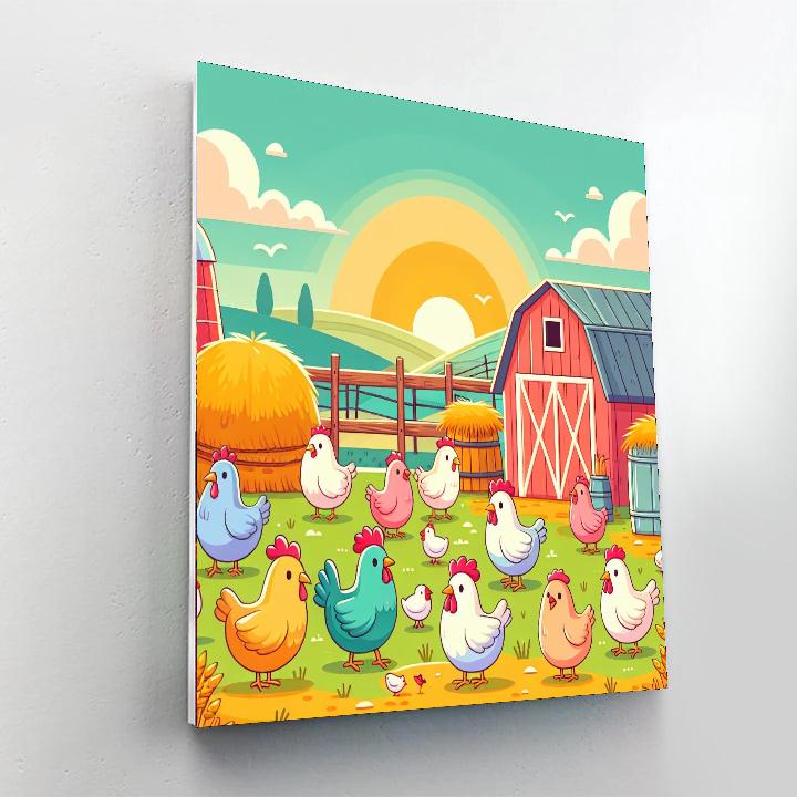 Chipper Chickens At Dawn Painting Number Kit