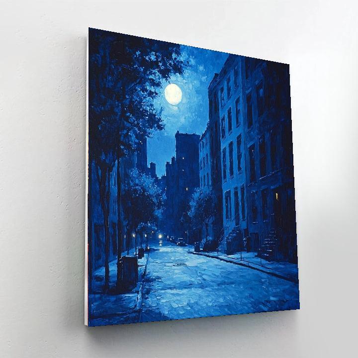 Edward Hopper Inspired Urban Solitude In Blue  Paint By Color
